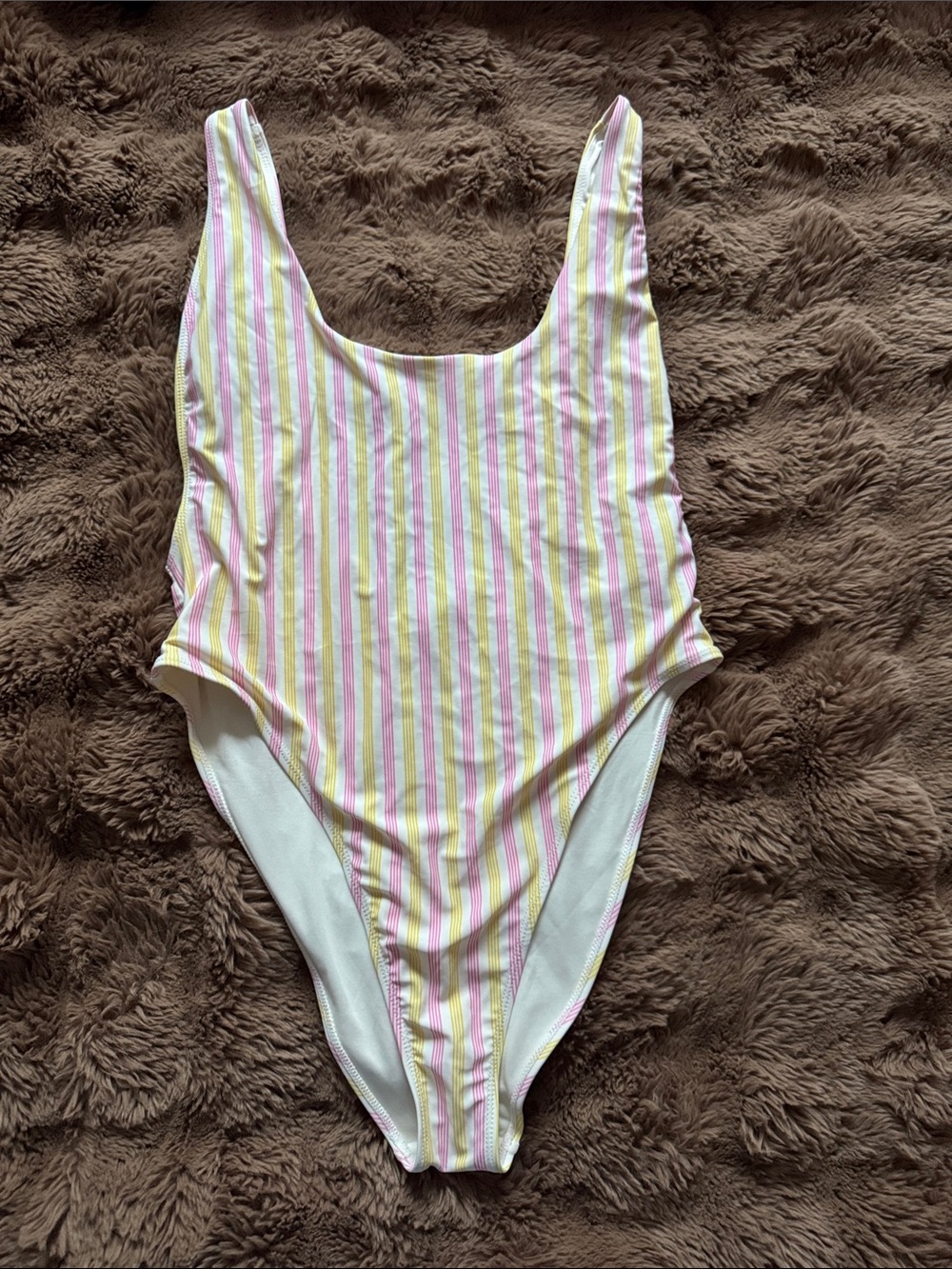Pastel Stripe One-Piece Swimsuit - Pink & Yellow